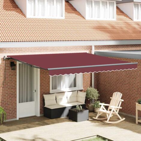 Auvent manuel rétractable-Store banne bordeaux 400x300 cm 476644