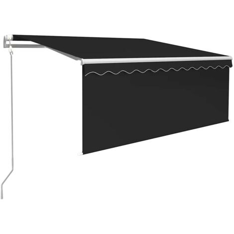 Auvent Marquise automatique capteur de vent et LED, Store Banne pour Jardin Balcon Terrasse, 3,5x2,5 m Anthracite OIB3025E