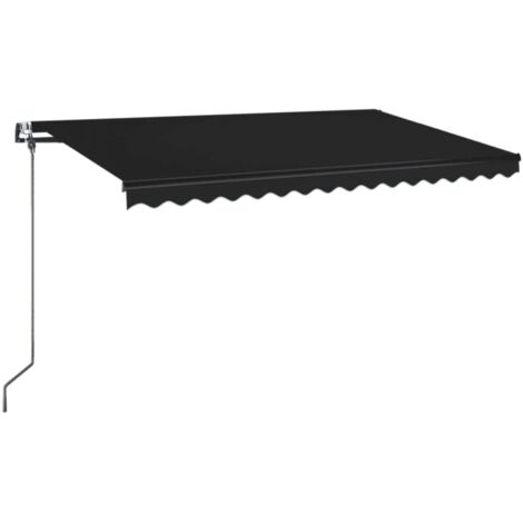Auvent, Marquise auvent de porte, Abri banne entrée protection automatique et capteur de vent LED 450x350 cm Anthracite LKOWF70171