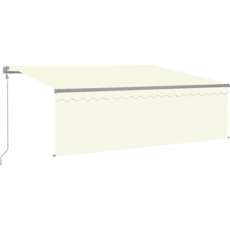 Auvent, Marquise auvent de porte, Abri banne entrée protection automatique et store capteur de vent et LED 4x3 m Crème LKOWF79442