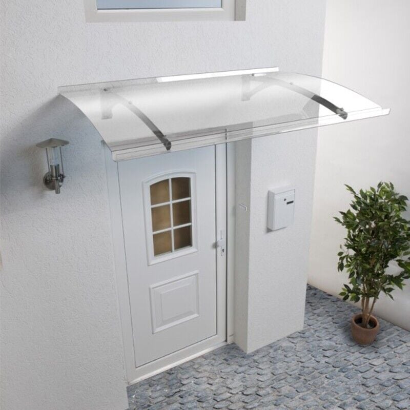 AUVENT - MARQUISE DE PORTE D'ENTRÉE MÉLANIE (LIVRAISON OFFERTE) - Coloris - Gris clair, Longueur - 150 cm, Profondeur totale - 90 cm