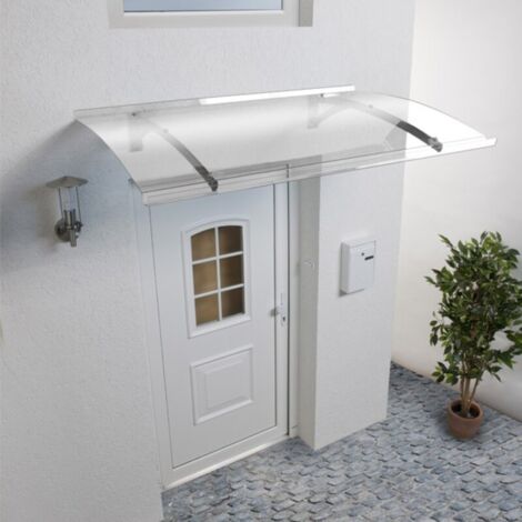Mccover – Auvent marquise de porte d'entrée Mélanie – Aluminium gris clair – Longueur 150 cm – Profondeur 90 cm – Gouttière intégrée pour protection optimale