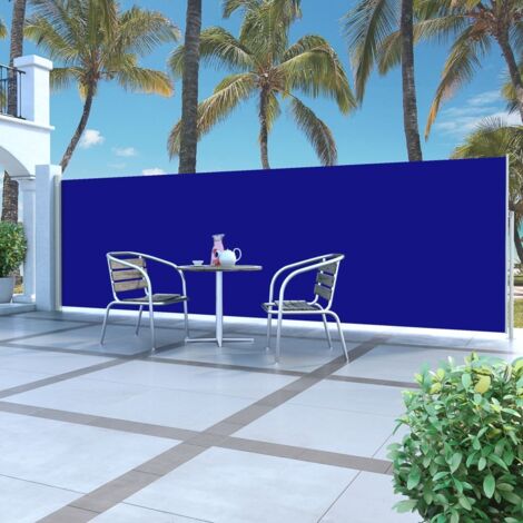 Auvent Marquise latéral rétractable, Store Banne pour Jardin Balcon Terrasse, 160 x 500 cm Bleu OIB1386E