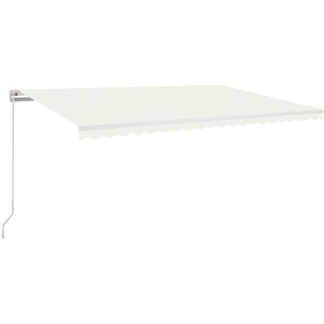 Auvent Marquise manuel rétractable avec LED, Store Banne pour Jardin Balcon Terrasse, 500x300 cm Crème OIB1484E