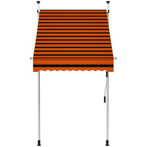 Auvent Marquise manuel rétractable, Store Banne pour Jardin Balcon Terrasse, 100 cm Orange et marron OIB5859E
