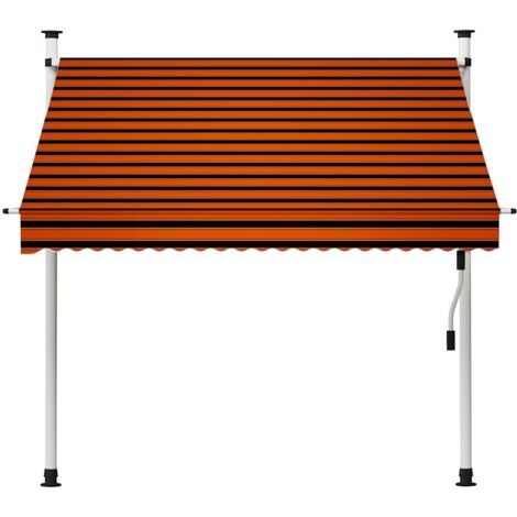 Auvent Marquise manuel rétractable, Store Banne pour Jardin Balcon Terrasse, 200 cm Orange et marron OIB1910E
