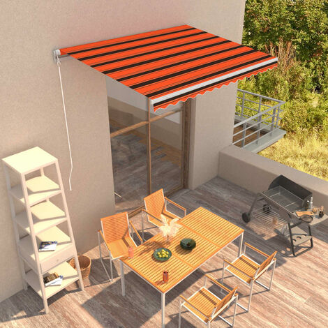 Auvent Marquise manuel rétractable, Store Banne pour Jardin Balcon Terrasse, 350x250 cm Orange et marron OIB7976E