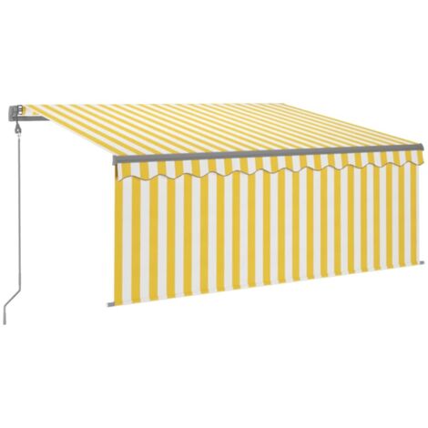 Auvent Marquise rétractable automatique avec store, Store Banne pour Jardin Balcon Terrasse, 3,5x2,5 m Jaune blanc OIB9327E