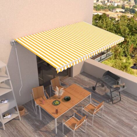 Auvent Marquise rétractable automatique, Store Banne pour Jardin Balcon Terrasse, 500x300 cm Jaune et blanc OIB4837E