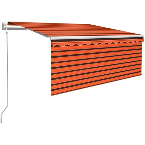 Auvent Marquise rétractable automatique store, Store Banne pour Jardin Balcon Terrasse, 3,5x2,5 m Orange et marron OIB9188E