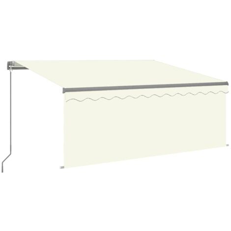 Auvent Marquise rétractable manuel avec store, Store Banne pour Jardin Balcon Terrasse, 3,5x2,5 m Crème OIB5622E