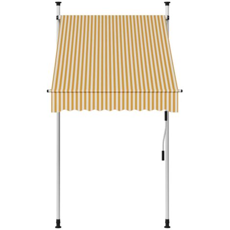 Auvent Marquise rétractable manuel, Store Banne pour Jardin Balcon Terrasse, 100 cm Rayures oranges et blanches OIB9695E