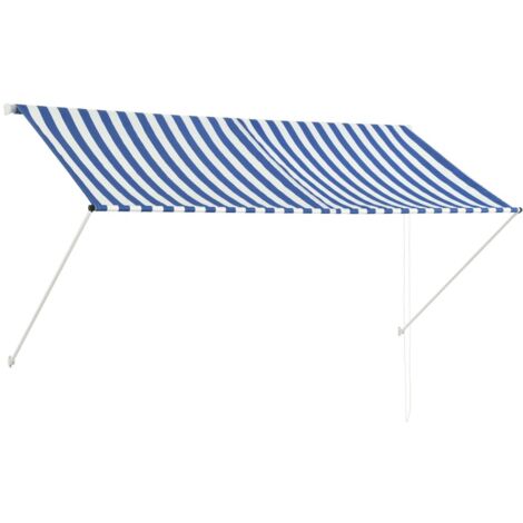 Auvent Marquise rétractable, Store Banne pour Jardin Balcon Terrasse, 250x150 cm Bleu et blanc OIB8077E