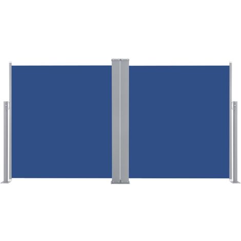 Auvent paravent store brise-vue latéral rétractable de patio jardin terrasse balcon protection visuelle écran 140 x 600 cm bleu