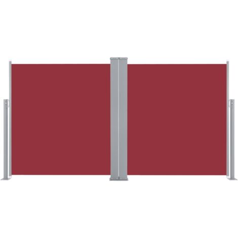 Auvent paravent store brise-vue latéral rétractable de patio jardin terrasse balcon protection visuelle écran 140 x 600 cm rouge