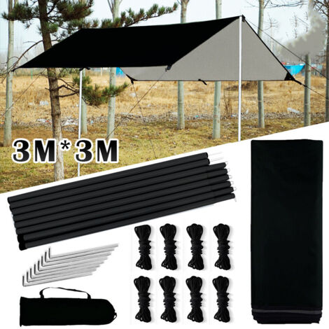 Auvent pare-soleil carré, Motorhome Tarp auvent avec pôles d`Installation, Auvent universel avec sac de rangement pour