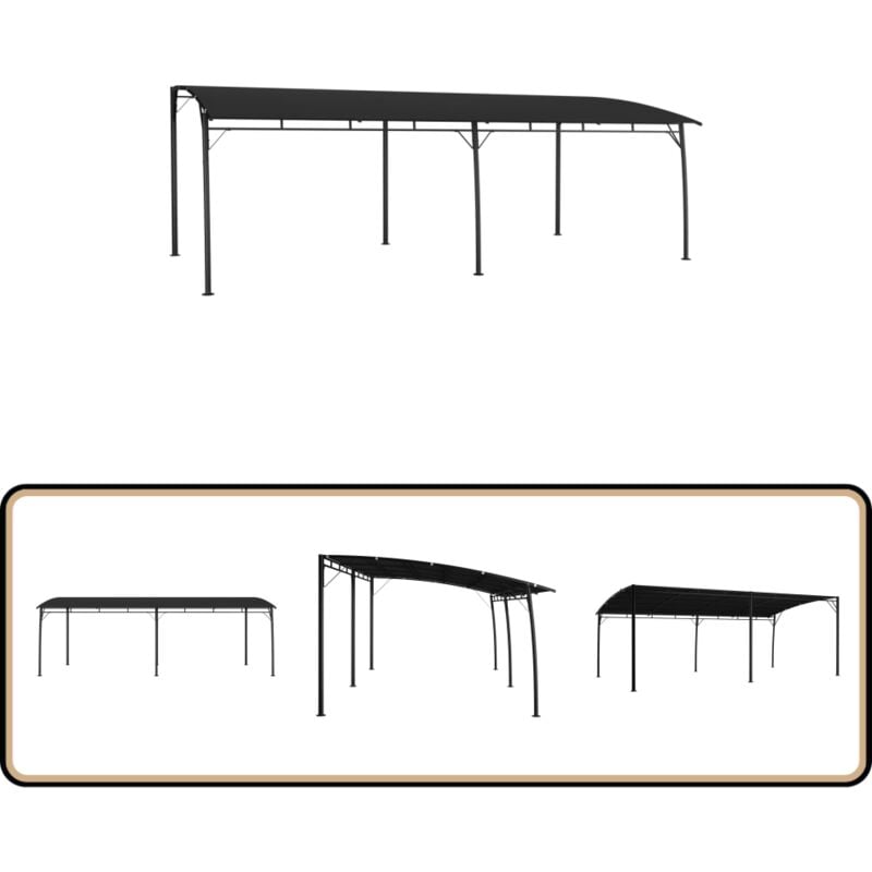 Auvent pare-soleil de jardin 6x3x2,55 m Anthracite - Abri Jardin - Auvent Jardin - Parasol Jardin - Tente Jardin - Espace Détente Extérieur
