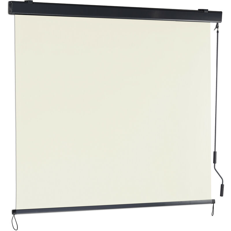 Auvent perpendiculaire, 250x160 cm, protection solaire, privée, balcon et terrasse, manivelle, intimité, beige - Relaxdays