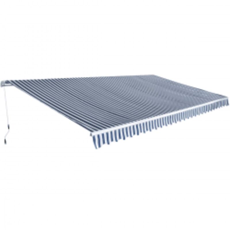 Auvent pliable manuel 600 cm Bleu/blanc