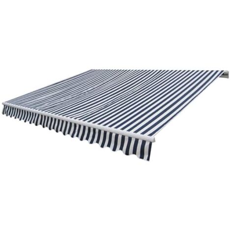 Auvent pliable motorisé pour terrasse,Marquise Anti-UV 400 cm Bleu/blanc -FR39675