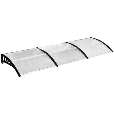 Auvent porte d’entrée 90 x 295cm arc monopente protection UV polycarbonate anti-pluie soleil.