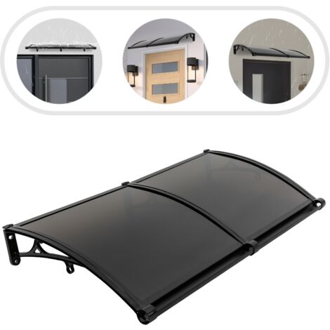 Auvent pour porte d'entrée, 120 x 60 cm, auvent transparent en forme d'arche, support en polycarbonate, bandes en aluminium renforcé, auvent pour fenêtre, auvent en appentis, protection solaire et pro