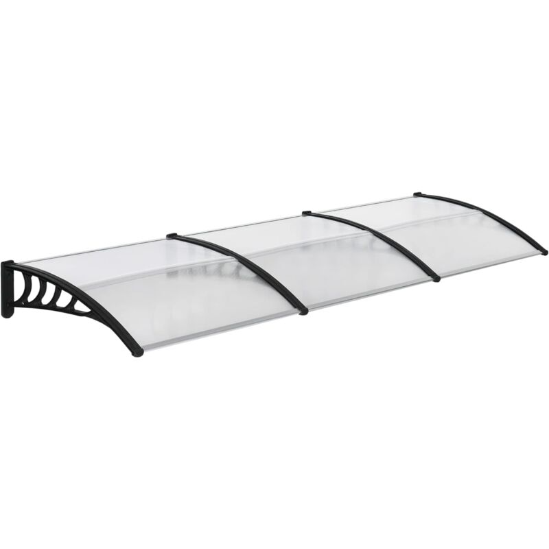 Auvent pour porte d'entrée - 303 x 96 cm - En polycarbonate - Toit de 5 mm - Support en polypropylène - Auvent transparent