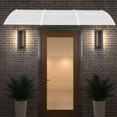 Auvent pour porte d'entrée, 300 x 90 cm, auvent transparent en arc, support en polycarbonate, bandes en aluminium renforcé, auvent pour fenêtre, auvent en appentis, protection solaire et protection co