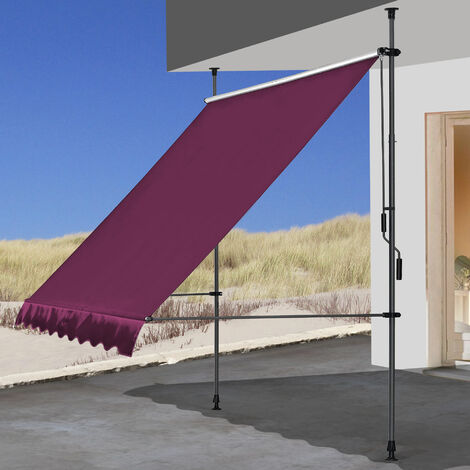 Auvent Rétractable 250 x 130 cm Manuel Store Fenêtre Terrasse Jardin Extérieur Store Balcon Bordeaux