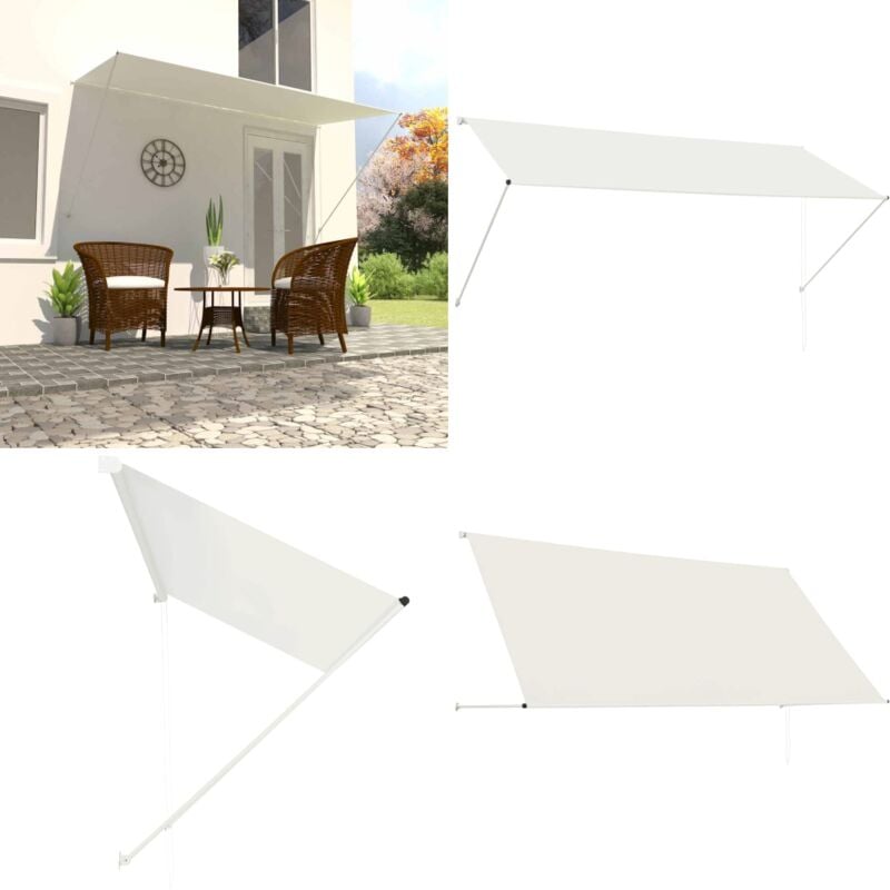 Auvent rétractable 300x150 cm Crème - Auvent Retractable - Store Banne - Parasol - Protection Solaire - Abri Jardin - Home & Living