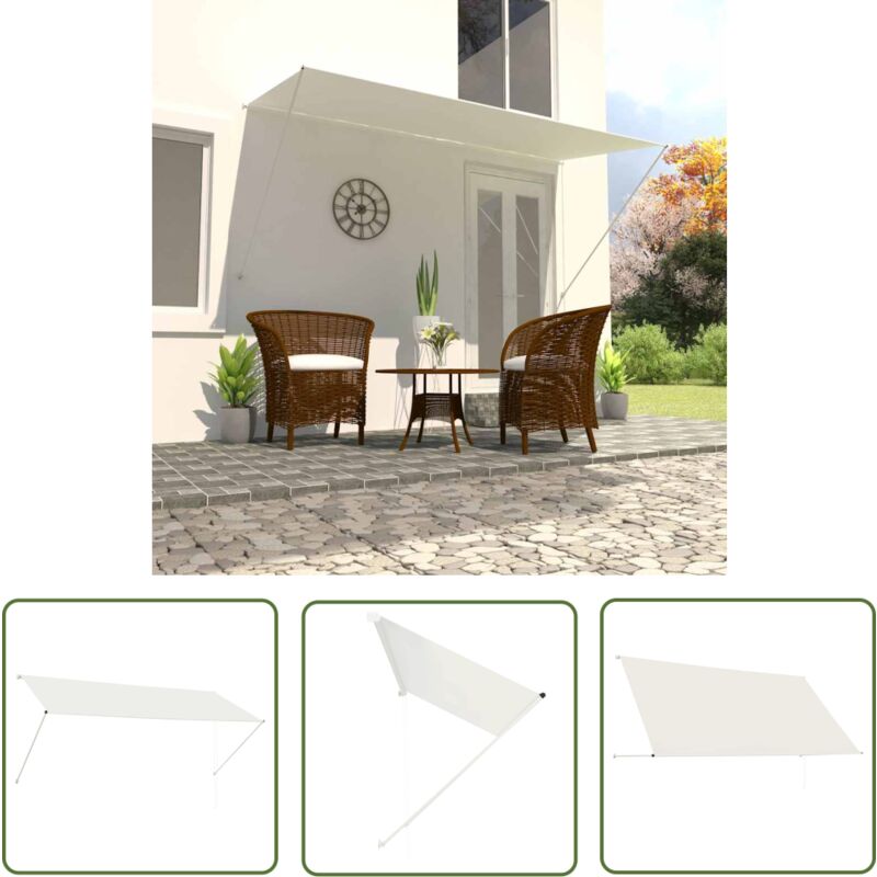 The Living Store Auvent rétractable 300x150 cm Crème - Auvent Retractable - Store Banne - Parasol - Protection Solaire - Abri Jardin