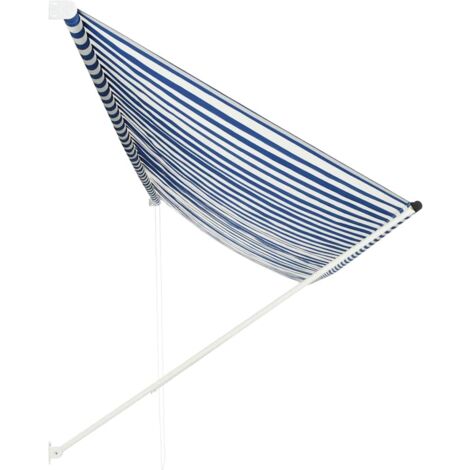 Auvent rétractable 400x150 cm Bleu et blanc