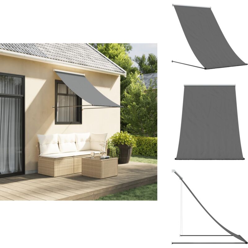 Auvent rétractable anthracite 100x150 m tissu et acier - Auvent Retractable - Parasol Mural - Ombre Solaire - Protection Uv - Décoration Extérieure