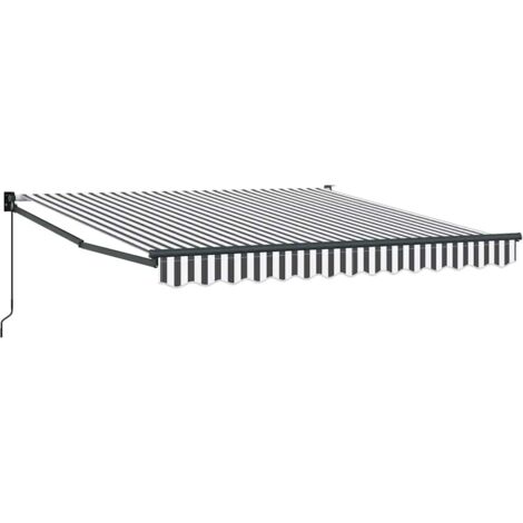Auvent rétractable anthracite/blanc 3x2,5 m tissu et aluminium