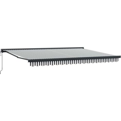 Auvent rétractable anthracite et blanc 4,5x3 m tissu/aluminium