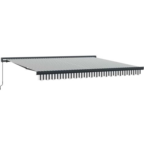 Auvent rétractable anthracite et blanc 4x3 m tissu et aluminium