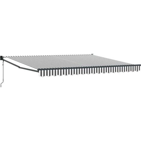 Auvent rétractable anthracite et blanc 4x3 m tissu et aluminium