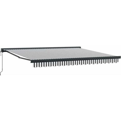 Auvent rétractable anthracite et blanc 4x3 m tissu et aluminium