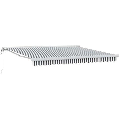 Auvent rétractable anthracite et blanc 4x3 m tissu et aluminium