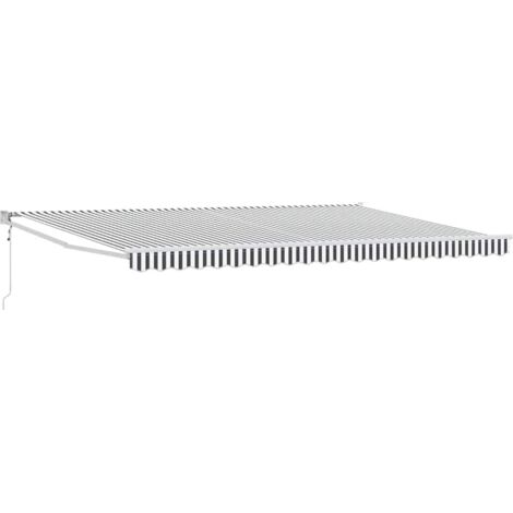 Auvent rétractable anthracite et blanc 5x3 m tissu et aluminium