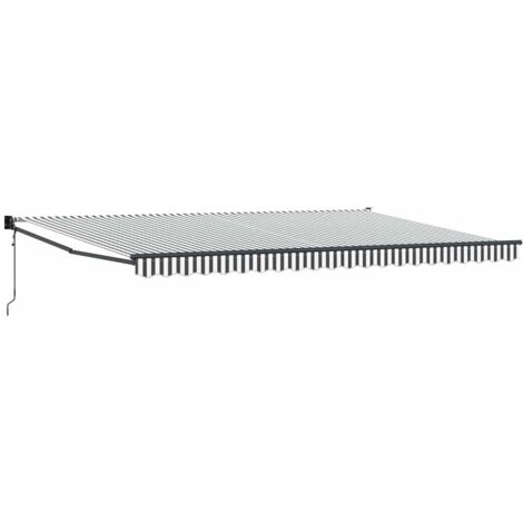 Auvent rétractable anthracite et blanc 5x3 m tissu et aluminium