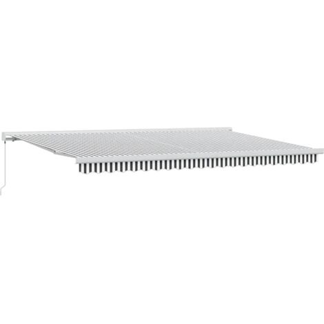 Auvent rétractable anthracite et blanc 5x3 m tissu et aluminium