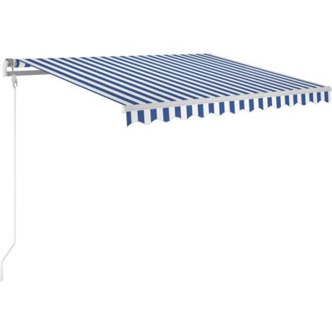 Auvent rétractable automatique 300x250 cm Bleu et blanc
