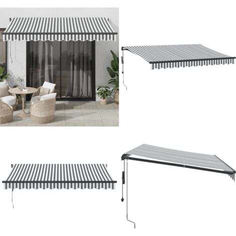 Auvent rétractable automatique anthracite et blanc 350x250 cm - Auvent Retractable - Parasol - Abri Solaire - Protection Uv - Terrace - Home & Living