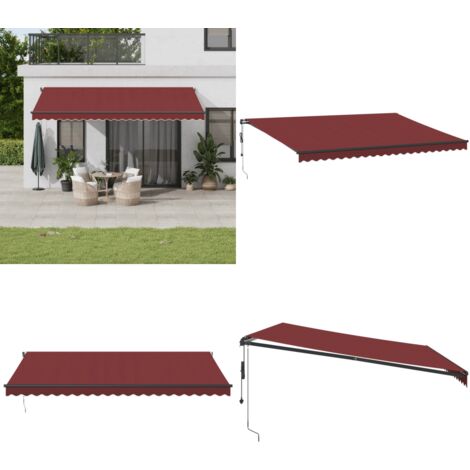 Auvent rétractable automatique bordeaux 500x350 cm - Auvent Retractable - Parasol - Abri Solaire - Protection Uv - Terrace - Home & Living