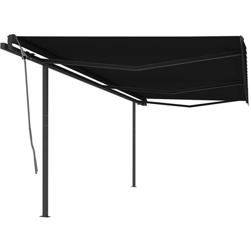 Auvent automatique rétractable avec poteaux 6x3 m Anthracite Vidaxl