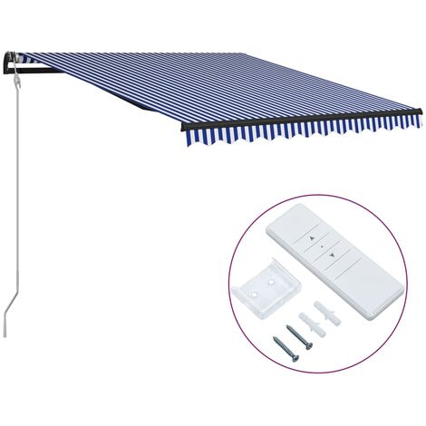 Auvent rétractable automatique | Store Banne Marquise 350x250 cm Bleu et blanc 35095 - Bleu
