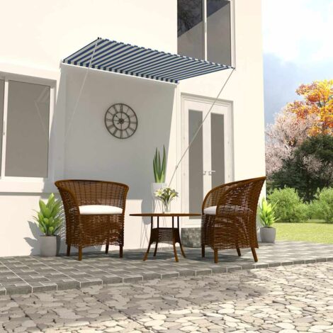 Auvent rétractable - Auvent de jardin Soleil imperméable 150x150 cm Bleu et blanc BV518951 - BonneVie