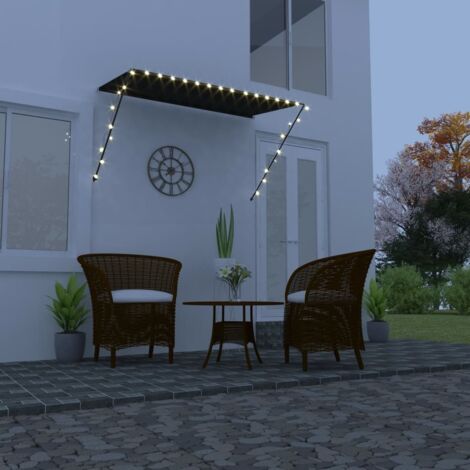 Auvent rétractable avec LED  Store Banne Marquise 250x150 cm Anthracite 41354
