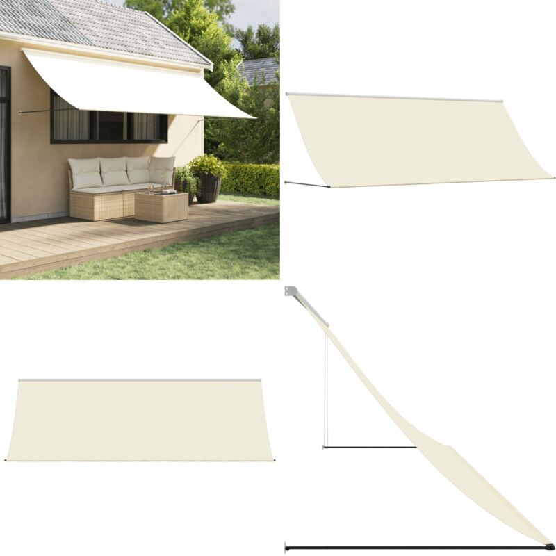Auvent rétractable crème 350x150 m tissu et acier - Auvent Retractable - Parasol Mural - Ombre Solaire - Protection Uv - Décoration Terrasse - Home &